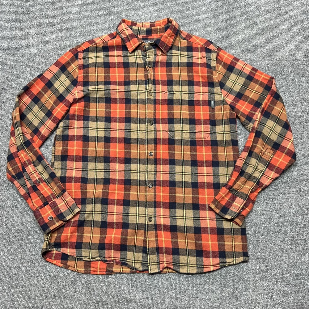 Eddie Bauer Shirt Mens Medium Multicolor Plaid Flannel Button Front Long Sleeve